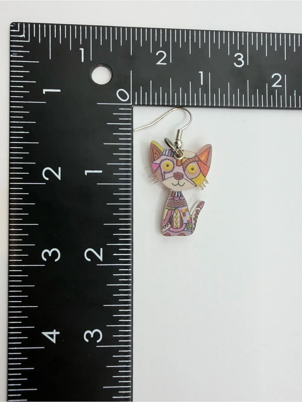 Colorful Cat Earrings | Patchwork Acrylic Mosaic Feline Dangles